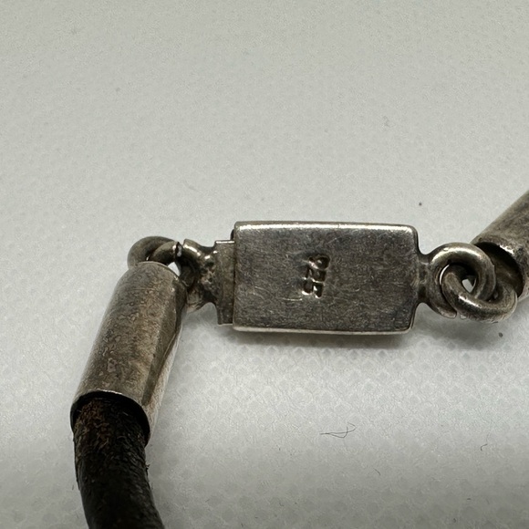 Vintage Taxco Sterling Silver & leather Bracelet - Picture 5 of 12